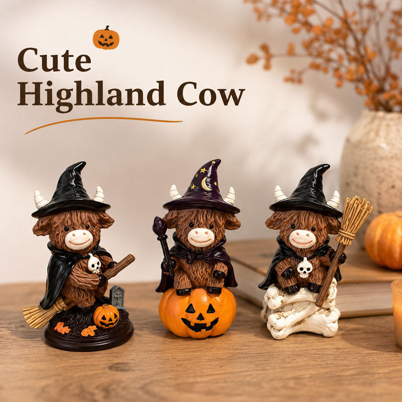 🎃🐮Halloween Highland Cow Witch Ornament