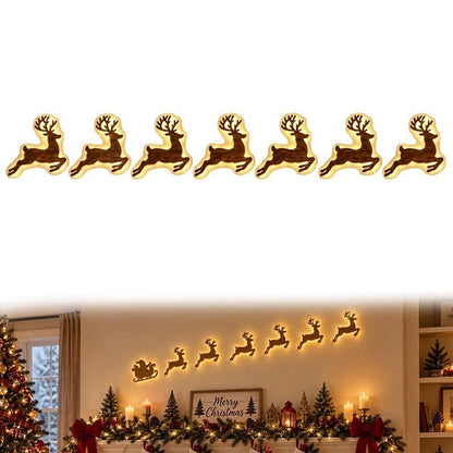 🦌 7-Piece LED Reindeer Wall Décor – Cordless Remote-Controlled Christmas Glow