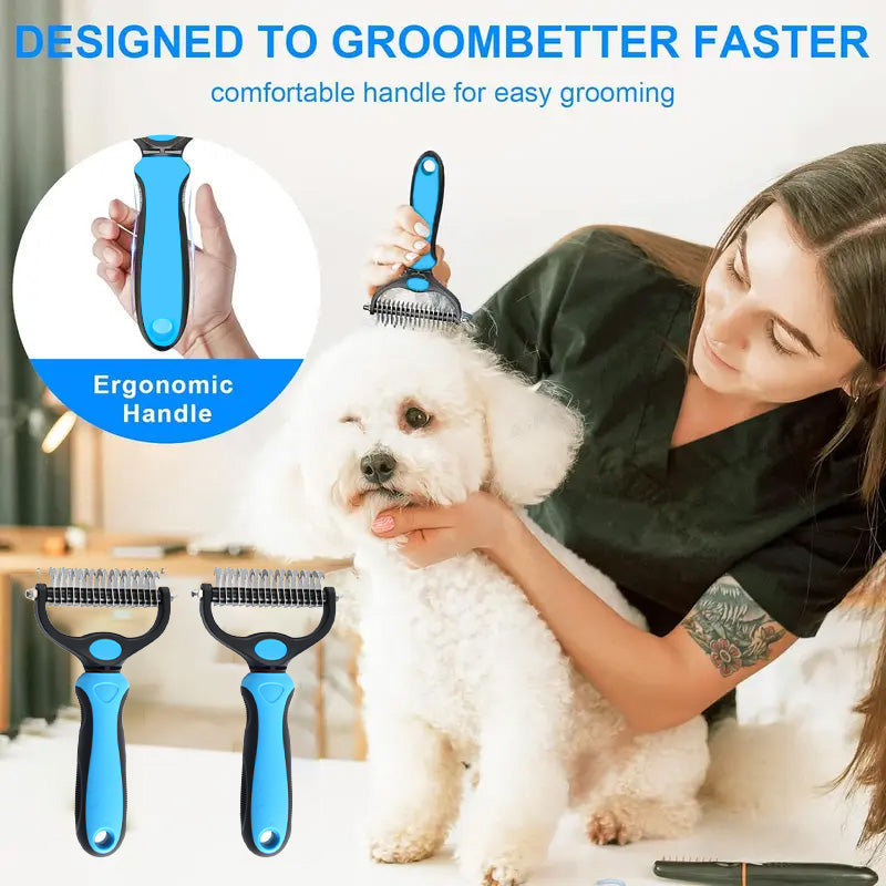 🐾 Double-Sided Deshedding Pet Brush – Dual-Sided, Ergonomic & Gentle for Dogs & Cats