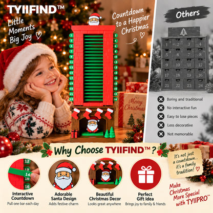 TYIIFIND™ Santa Christmas Countdown Advent Calendar – 24-Day Interactive Fireplace Countdown Decoration