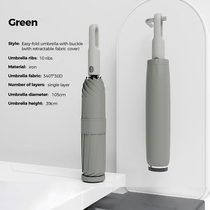 Portable Three-Fold Automatic Umbrella with Concealed Retractable Umbrella Cover