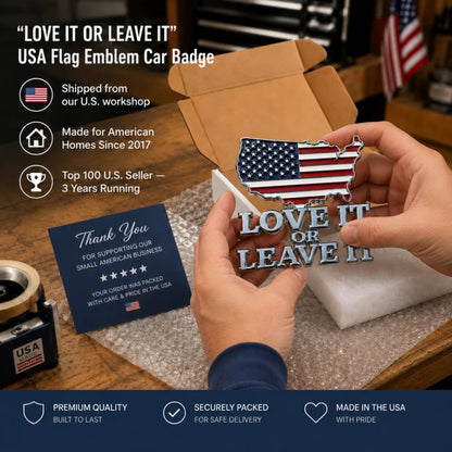 ★“LOVE IT OR LEAVE IT” USA Flag Emblem Car Badge★