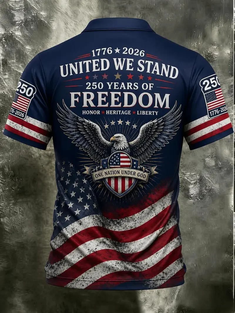 250th Anniversary American Flag Polo Shirt for Men