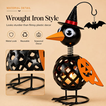 🐦🎃Wrought Iron Crow and Pumpkin Ornament