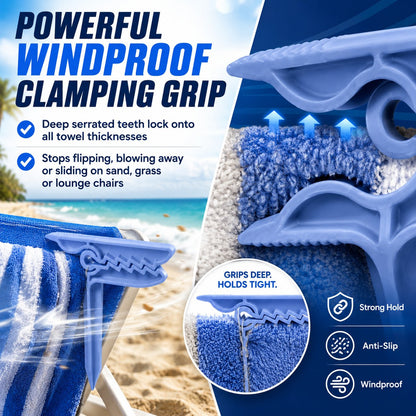 🦖 Dinosaur Shape Beach Towel Clips | Windproof Sand Secure Holder (4 Pcs)