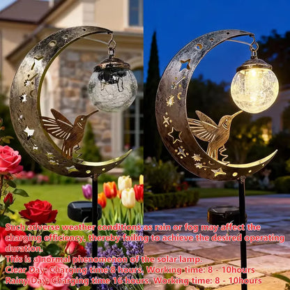 Solar Hummingbird Moon Garden Light – Decorative Outdoor Stake Lantern🌙