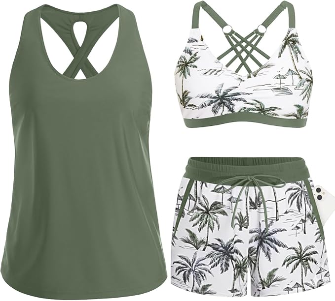 Tyiiplus™ 3 Piece Tankini with Shorts
