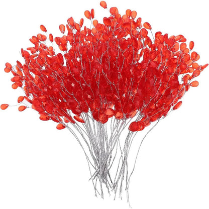 TYIIPLUS™ 50 Pcs Crystal Bead Floral Picks – Sparkling Decorative Stems for Bouquets & Home Decor