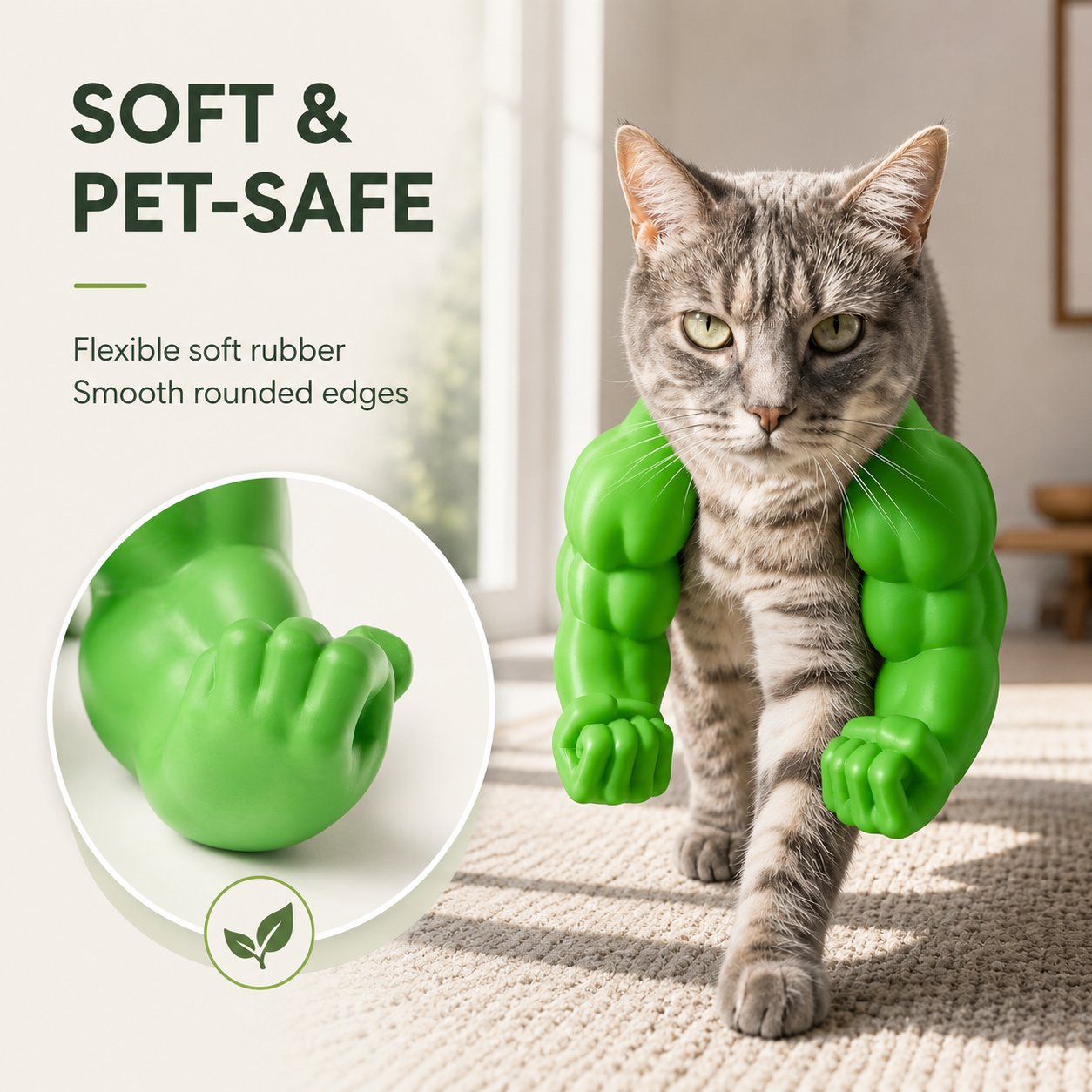 Creative Green Giant Muscle Arm Cat Toy