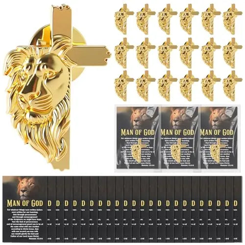 "Man of God" Lion Cross Lapel Pin - Meaningful Father's Day & Christian Faith Gift for Men