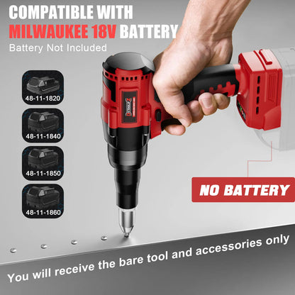 Cordless Electric Pop Rivet Gun Compatible with Milwaukee/Makita/Dewalt Battery