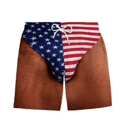 Fun Men's Faux-Layered Swim Trunks