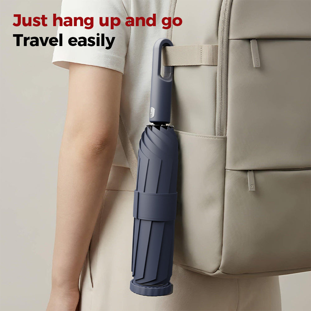 Portable Three-Fold Automatic Umbrella with Concealed Retractable Umbrella Cover
