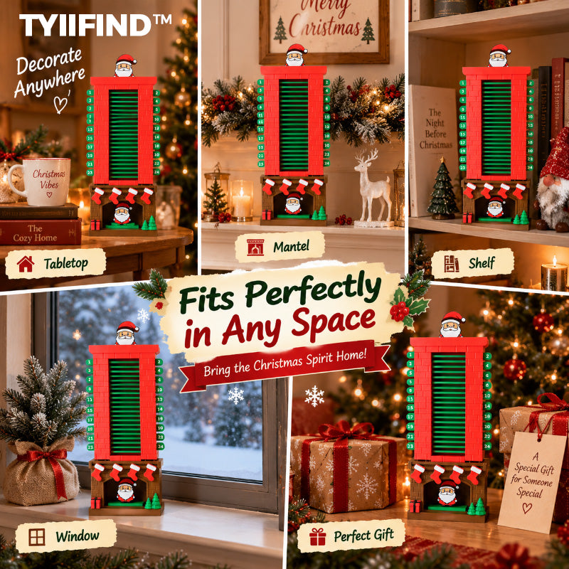 TYIIFIND™ Santa Christmas Countdown Advent Calendar – 24-Day Interactive Fireplace Countdown Decoration