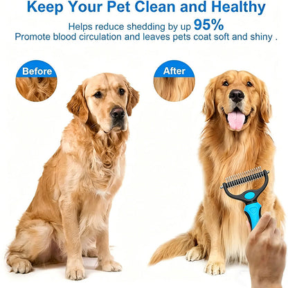 🐾 Double-Sided Deshedding Pet Brush – Dual-Sided, Ergonomic & Gentle for Dogs & Cats