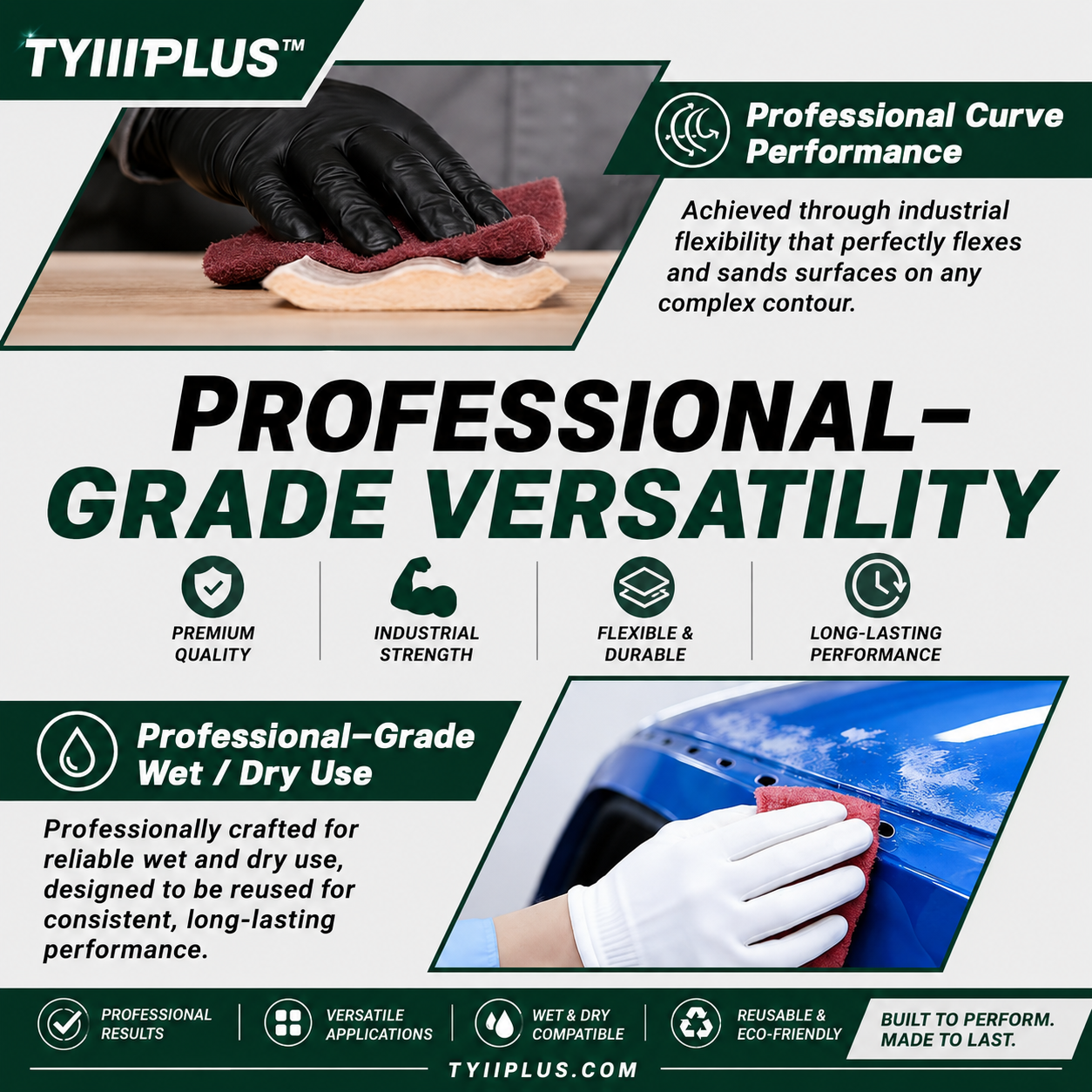 TYIIPLUS™ 3.4" × 4.9" Maroon Scuff Pads (10-Pack)