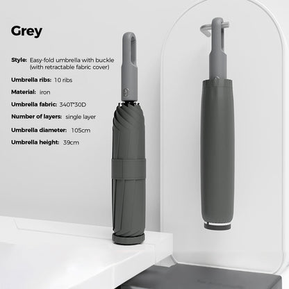 Portable Three-Fold Automatic Umbrella with Concealed Retractable Umbrella Cover