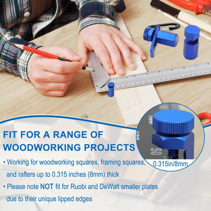 Tall Stair Gauges for Framing Square – Hexagonal Stable Lock with Holder & Hook for Carpentry & Circular Saw