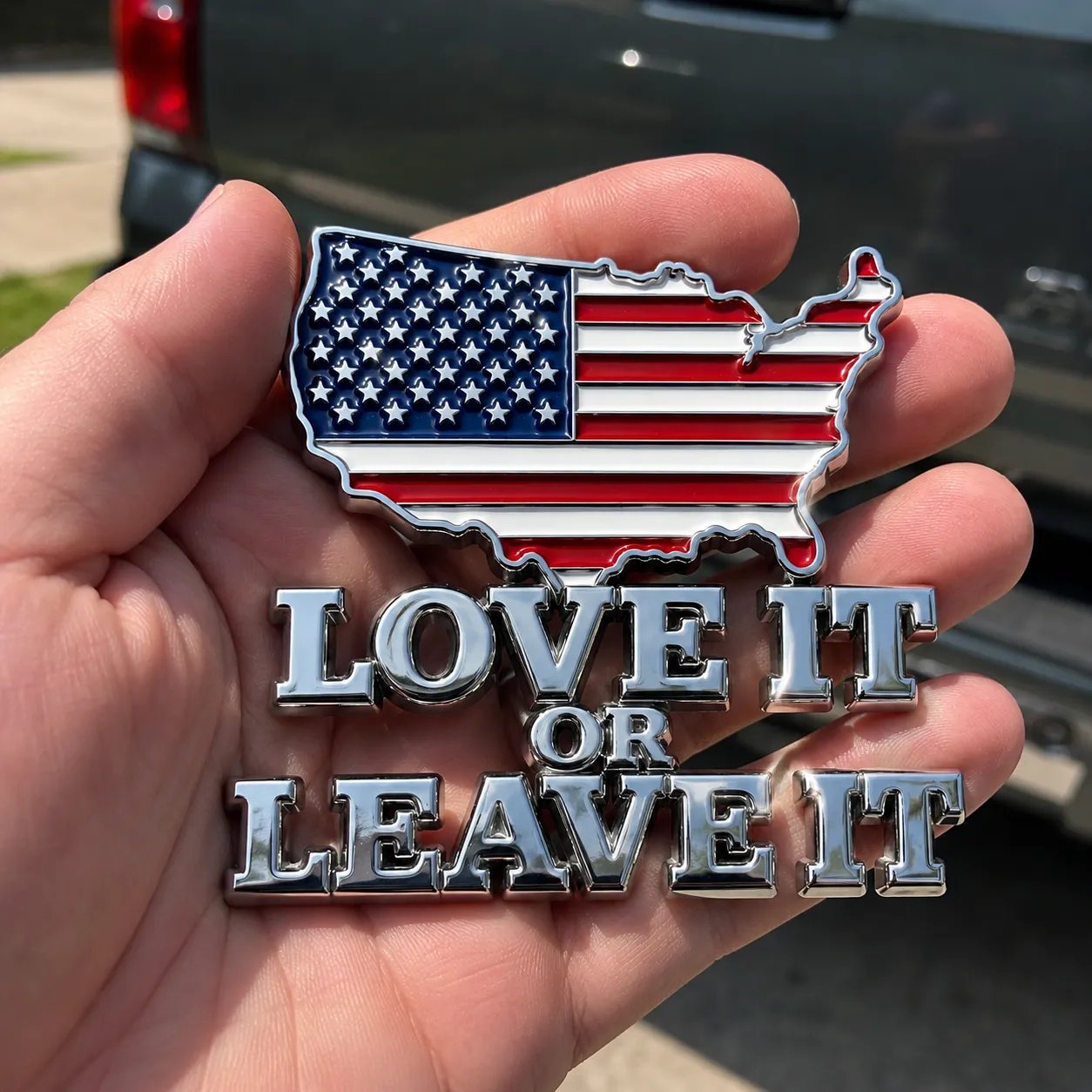 ★“LOVE IT OR LEAVE IT” USA Flag Emblem Car Badge★