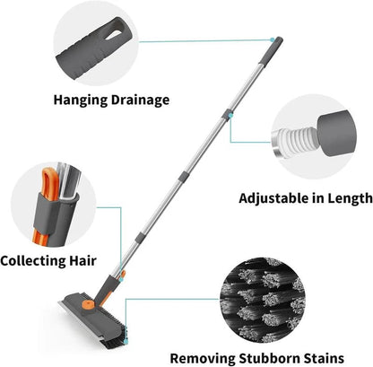 3-in-1 Adjustable Floor Scrub Brush – 360° Rotating Cleaning Tool
