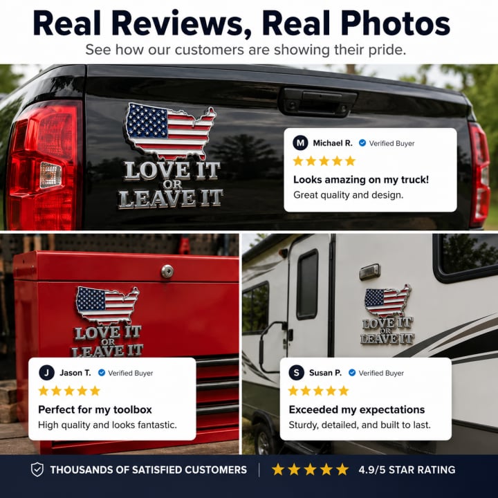 ★“LOVE IT OR LEAVE IT” USA Flag Emblem Car Badge★