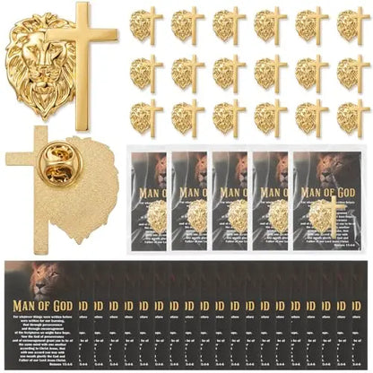 "Man of God" Lion Cross Lapel Pin - Meaningful Father's Day & Christian Faith Gift for Men