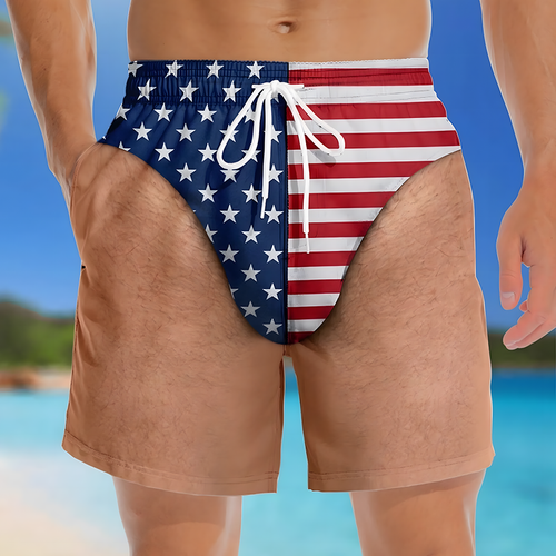 Fun Men's Faux-Layered Swim Trunks