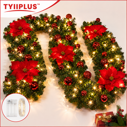 TYIIPLUS™ 2.7M Pre-Lit Christmas Garland with LED Lights