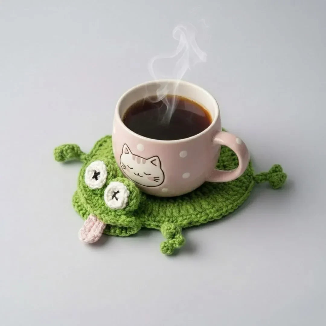 ☕Funny Lizard Crochet Coaster