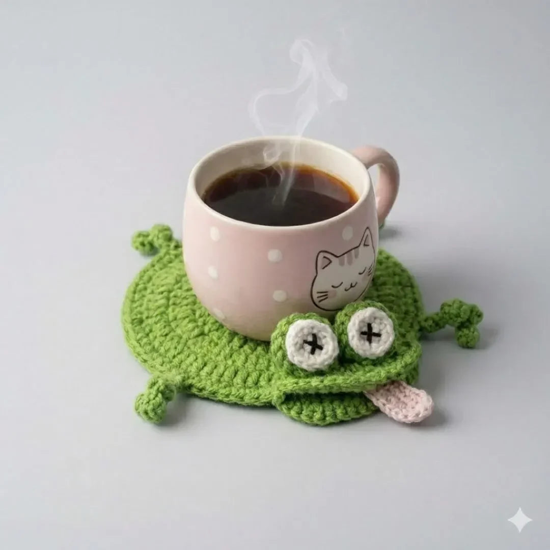 ☕Funny Lizard Crochet Coaster