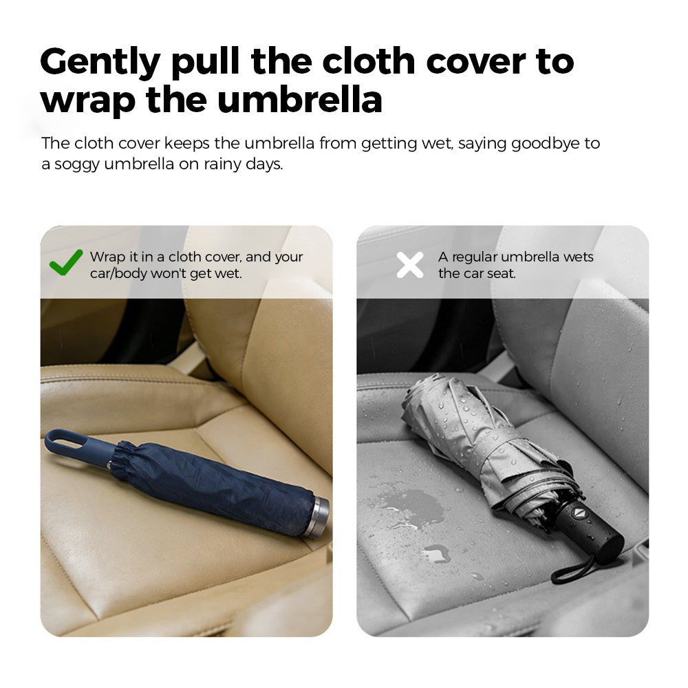 Portable Three-Fold Automatic Umbrella with Concealed Retractable Umbrella Cover