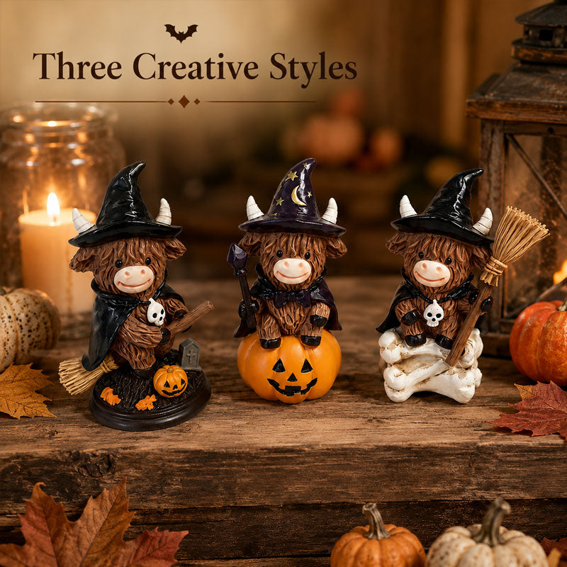 🎃🐮Halloween Highland Cow Witch Ornament
