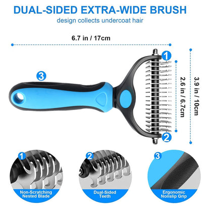 🐾 Double-Sided Deshedding Pet Brush – Dual-Sided, Ergonomic & Gentle for Dogs & Cats