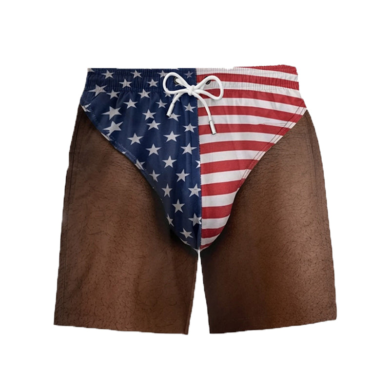 Fun Men's Faux-Layered Swim Trunks