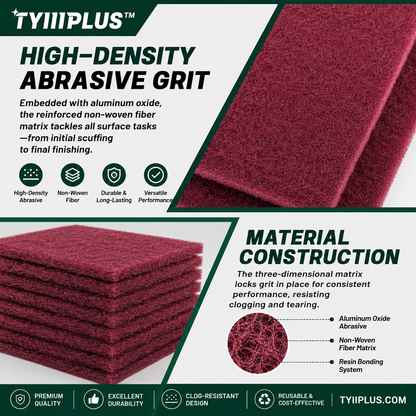 TYIIPLUS™ 3.4" × 4.9" Maroon Scuff Pads (10-Pack)