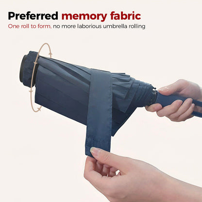 Portable Three-Fold Automatic Umbrella with Concealed Retractable Umbrella Cover