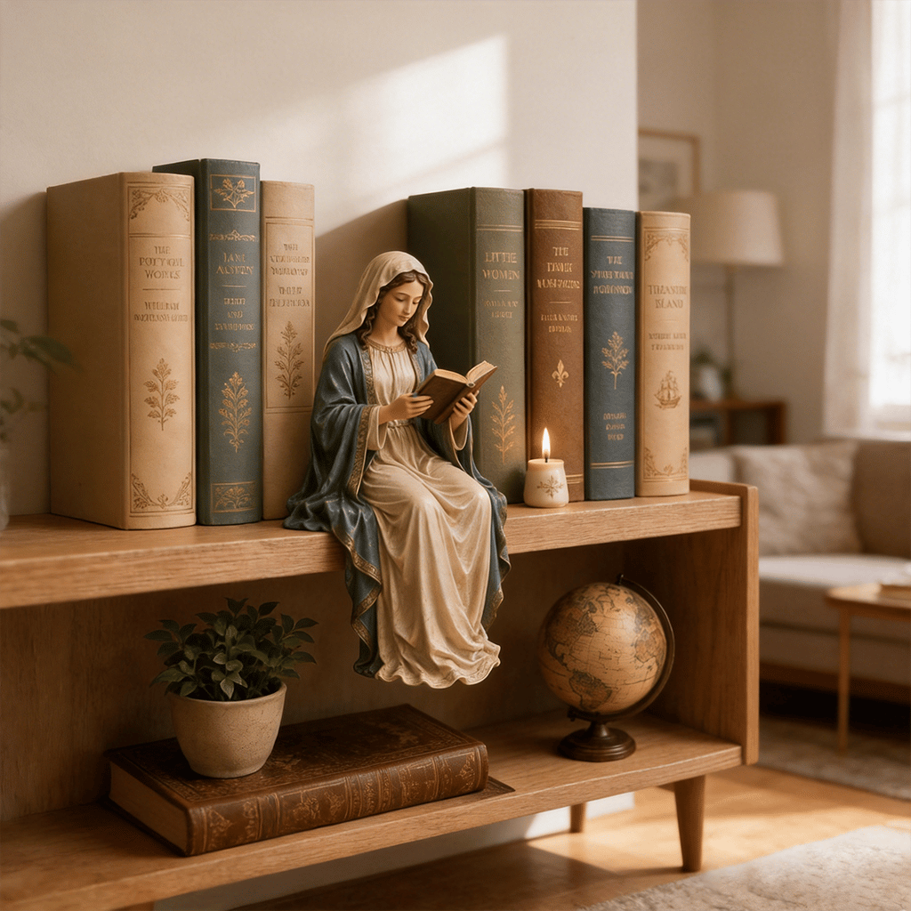 📚🕊️ Bring Divine Peace to Your Library. Virgin Mary Reading Figure