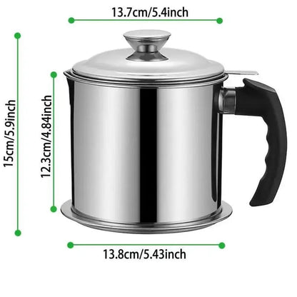 Stainless Steel Cooking Oil & Bacon Grease Container with Strainer