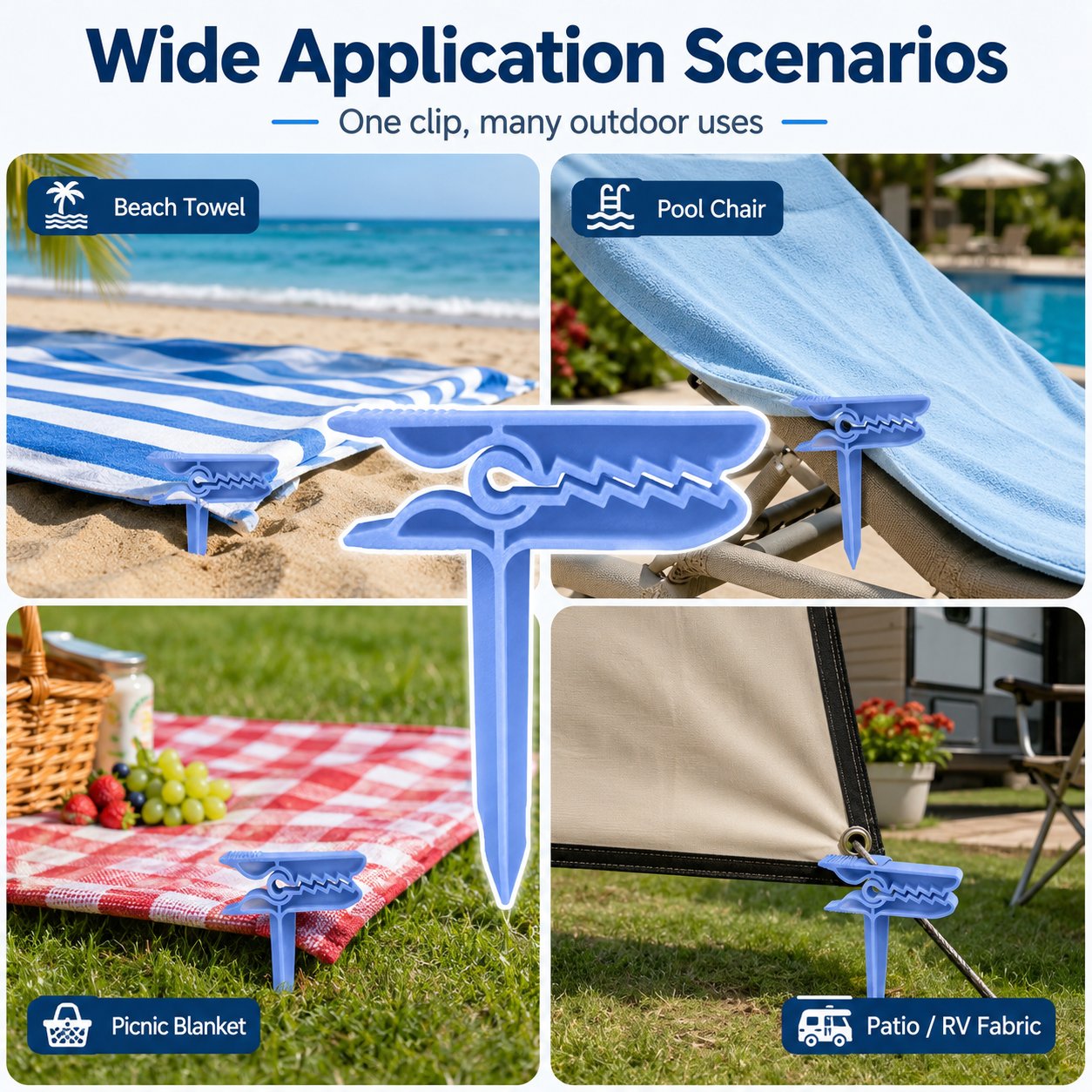 🦖 Dinosaur Shape Beach Towel Clips | Windproof Sand Secure Holder (4 Pcs)