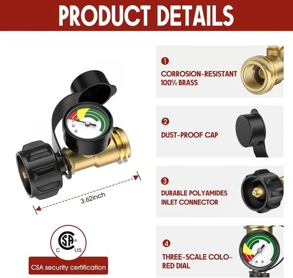 2026 New Universal Propane Tank Gauge – Easy-Read Fuel Level Indicator for 5-40 lb LP Tanks