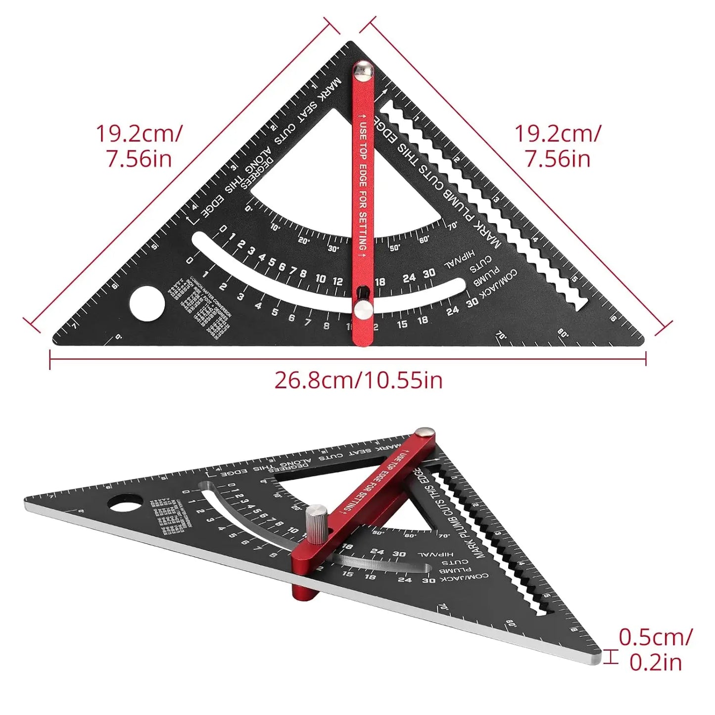 Pro-Adjustable 7" Speed Rafter Square - Multi-Functional Woodworking Layout Tool with Precision Positioner