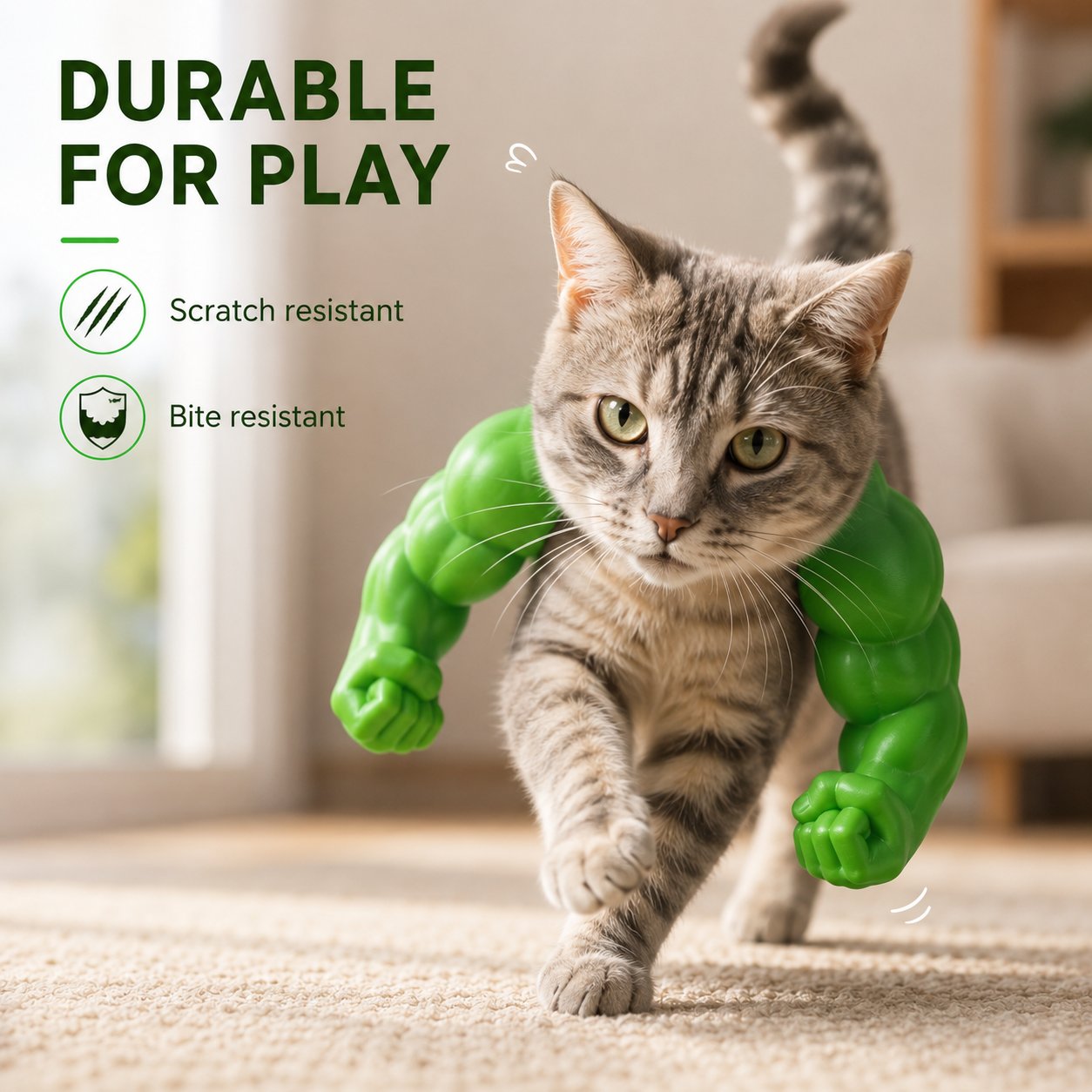 Creative Green Giant Muscle Arm Cat Toy