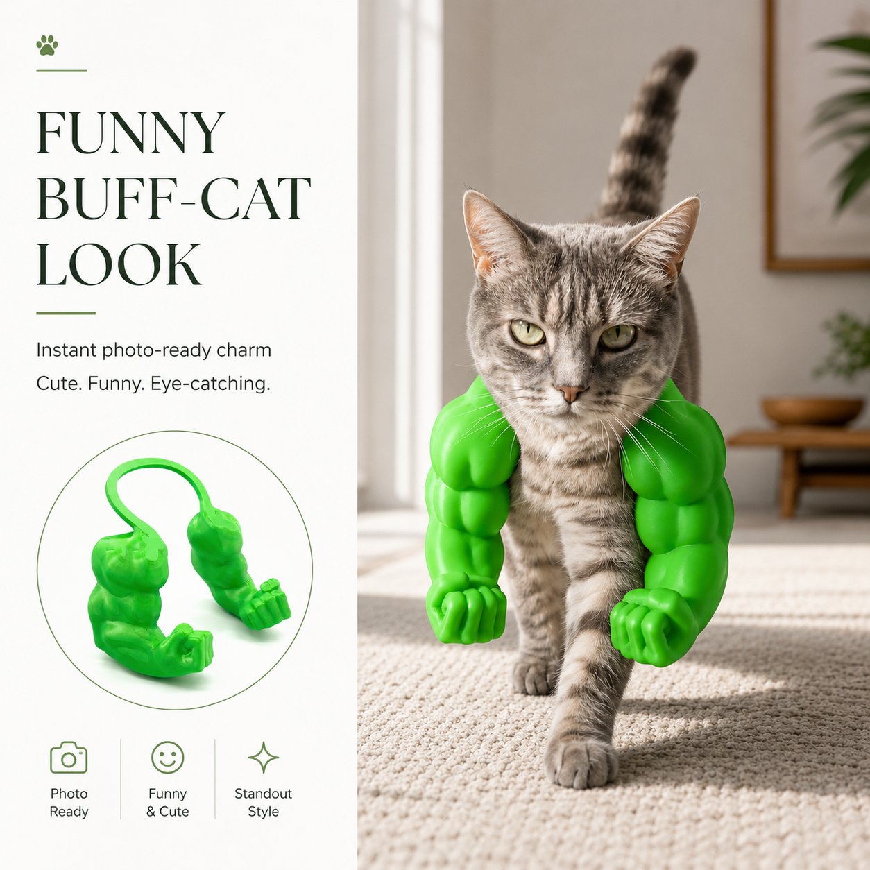 Creative Green Giant Muscle Arm Cat Toy