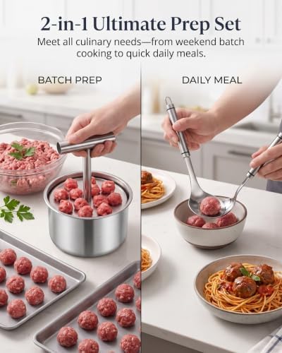 Stainless Steel Meatball Maker Tool & Spoon, Manual Meat Ball Making Mold
