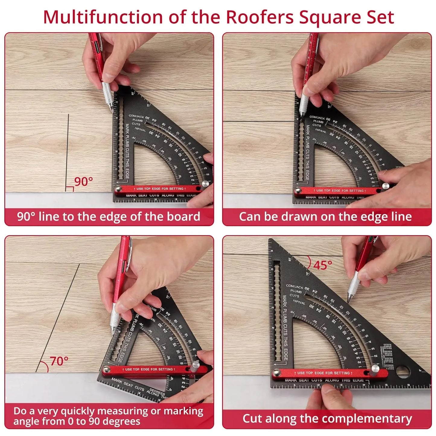 Pro-Adjustable 7" Speed Rafter Square - Multi-Functional Woodworking Layout Tool with Precision Positioner