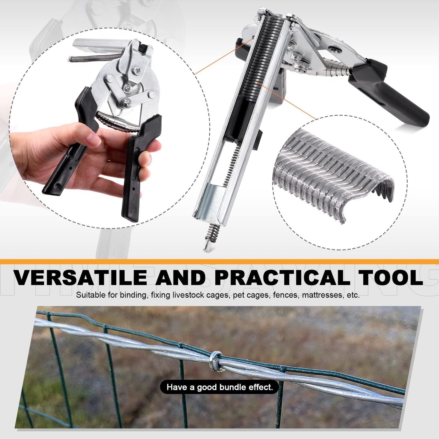 M Type Hog Ring Pliers Kit – Semi-Automatic Spring-Loaded High-Efficiency Cage & Fence Repair Tool