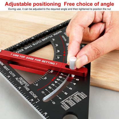 Pro-Adjustable 7" Speed Rafter Square - Multi-Functional Woodworking Layout Tool with Precision Positioner
