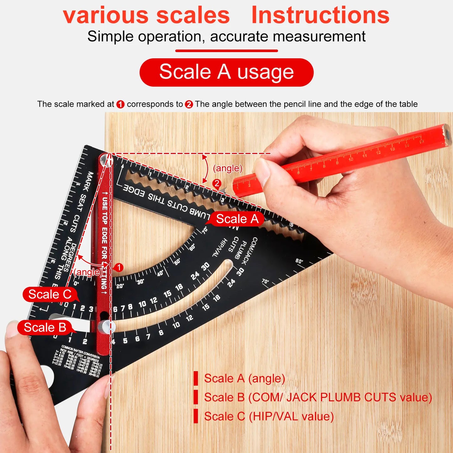 Pro-Adjustable 7" Speed Rafter Square - Multi-Functional Woodworking Layout Tool with Precision Positioner