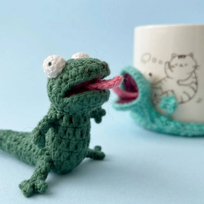 ☕Funny Lizard Crochet Coaster