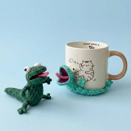 ☕Funny Lizard Crochet Coaster